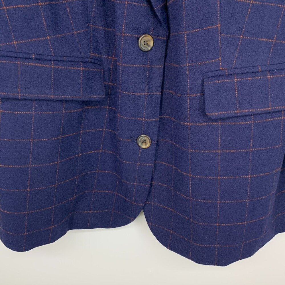 Future Collective Reese Blutstein Blazer Blue Check Plaid Button NWT - Picture 7 of 12